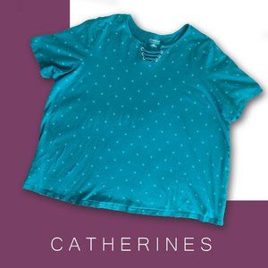 CATHERINE Suprema Collection 4X Teal, Teal cotton T shirt, very soft texture top